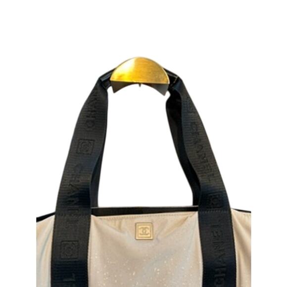 RARE Authentic CHANEL Sports Line High Summer Nylon Leather CC Tote Bag - Picture 11 of 16